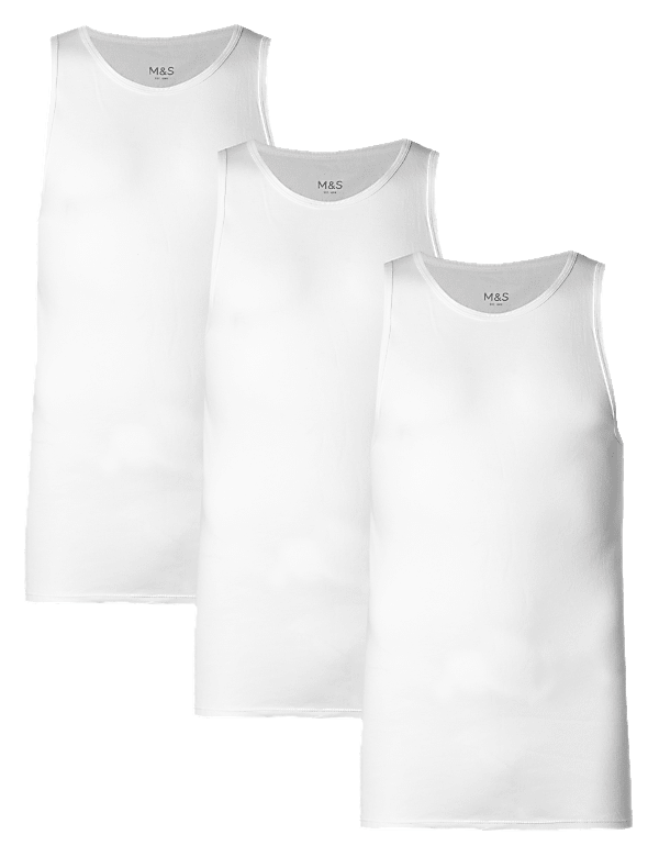 3pk Pure Cotton Sleeveless Vests