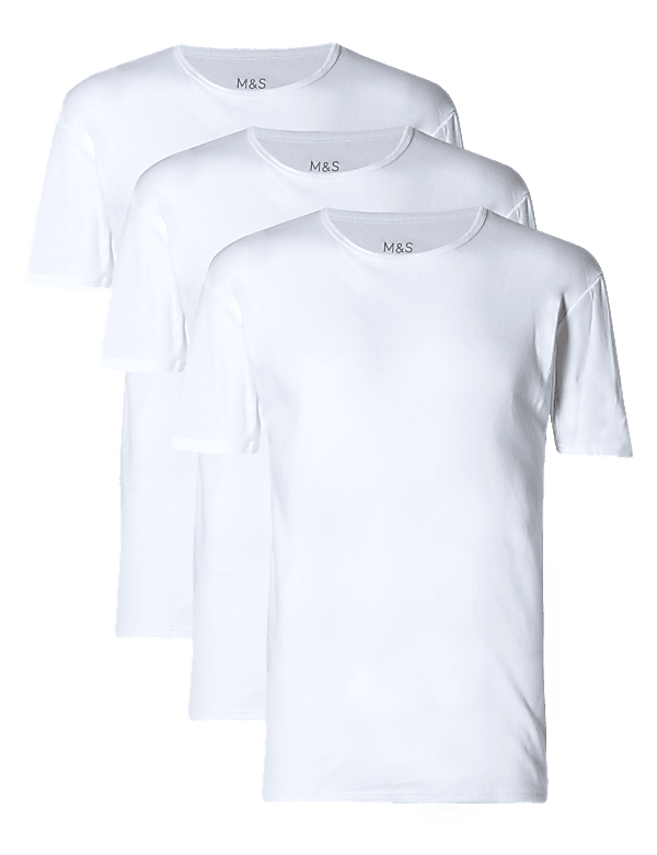 Buy 3pk Pure Cotton T Shirt Vests at Marks Spencer