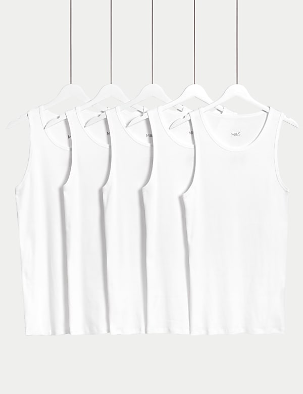 5pk Essential Cotton Sleeveless Vests - SG