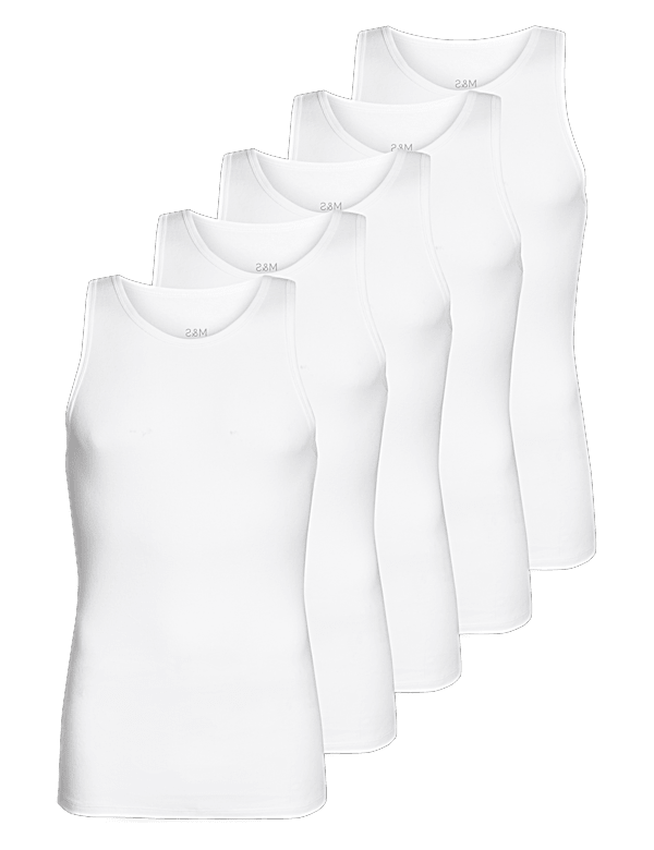 5pk Essential Cotton Sleeveless Vests