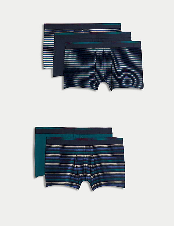 5pk Cotton Rich Cool & Fresh™ Hipsters GREEN MIX Hipsters M&S US