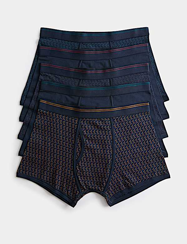 5pk Cotton Stretch Cool & Fresh™ Geometric Trunks - RS