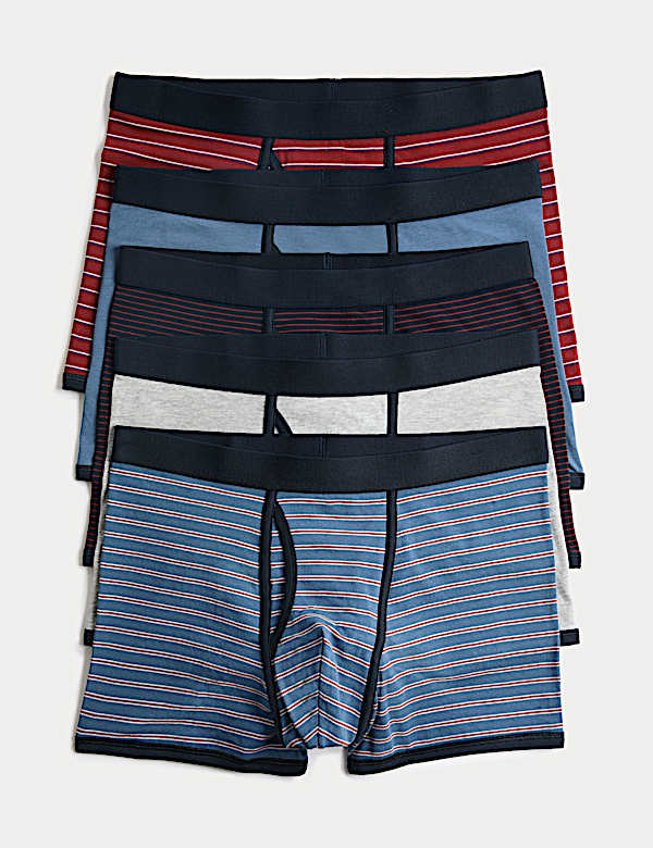 5 Pack Cotton Stretch Striped Trunks