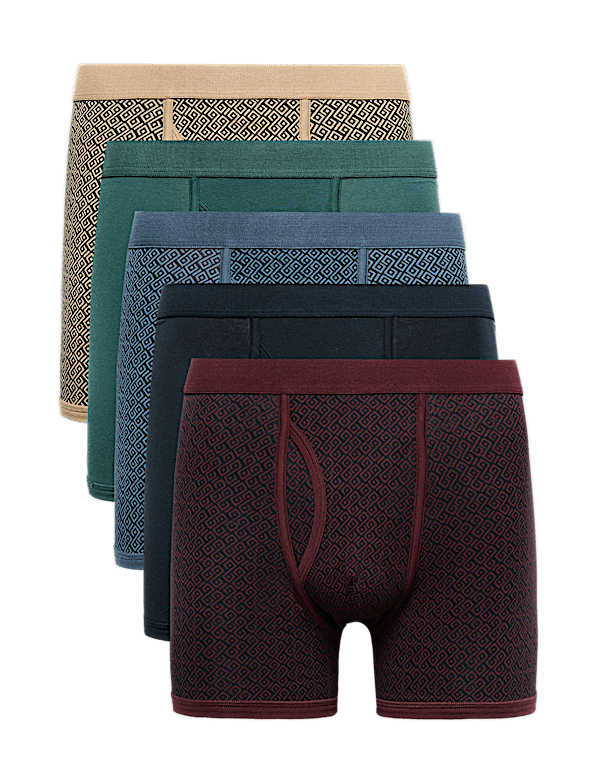 5pk Cotton Stretch Geometric Trunks