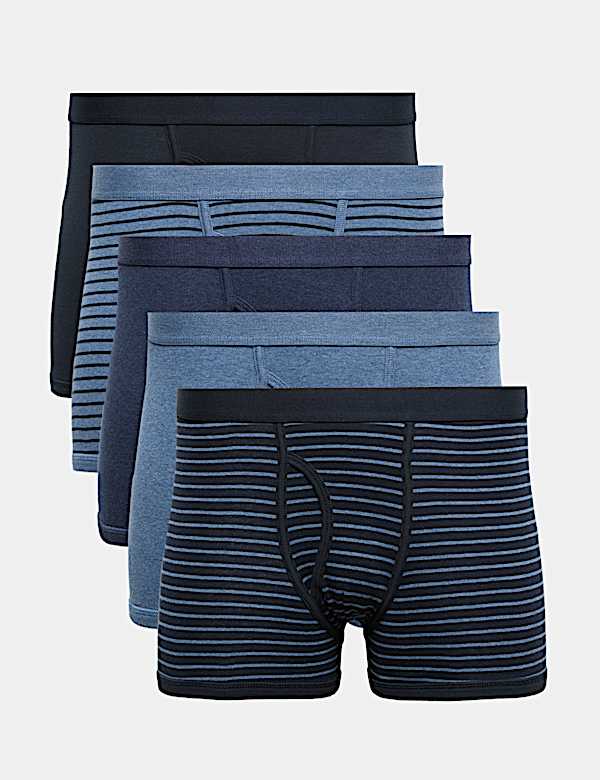 5 Pack Pure Cotton Stretch Striped Trunks