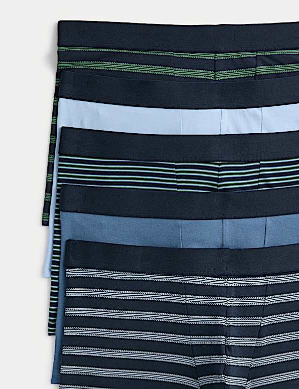 5 Pack Cotton Stretch Striped Hipsters