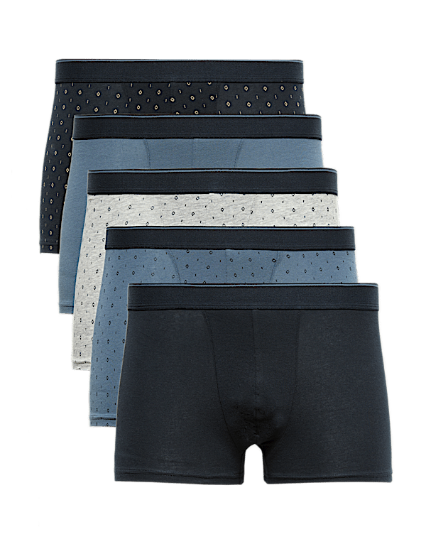 5 Pack Cotton Rich Stretch Print Hipsters
