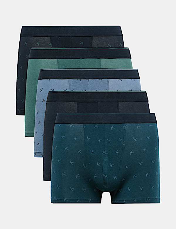 5 Pack Cotton Stretch Swallow Print Hipsters