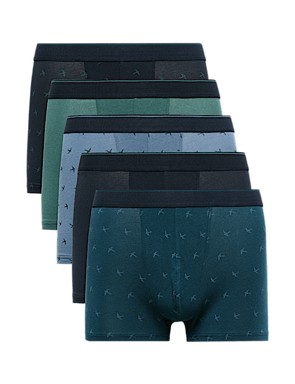5 Pack Cotton Stretch Swallow Print Hipsters