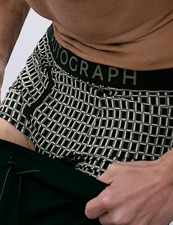 Pack de 5 b&oacute;xers el&aacute;sticos de microfibra con dise&ntilde;o geom&eacute;trico - US