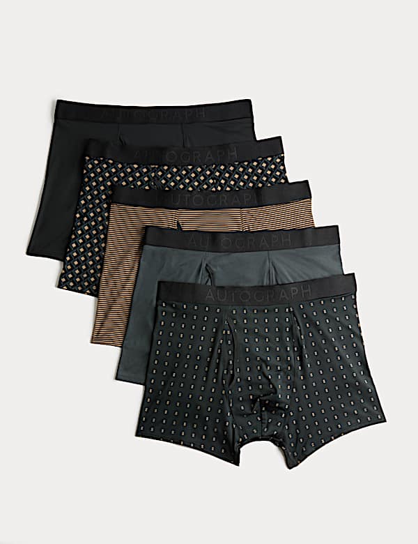 Lot de 5 boxers Microskin à motif géométrique - LU