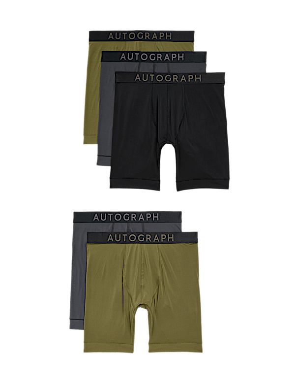 5pk Sports Longer Leg Trunks with Stretch