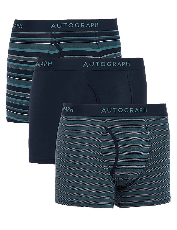 3pk Supima® Cotton Blend Striped Trunks