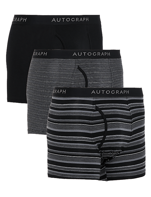 3pk Supima® Cotton Blend Striped Trunks