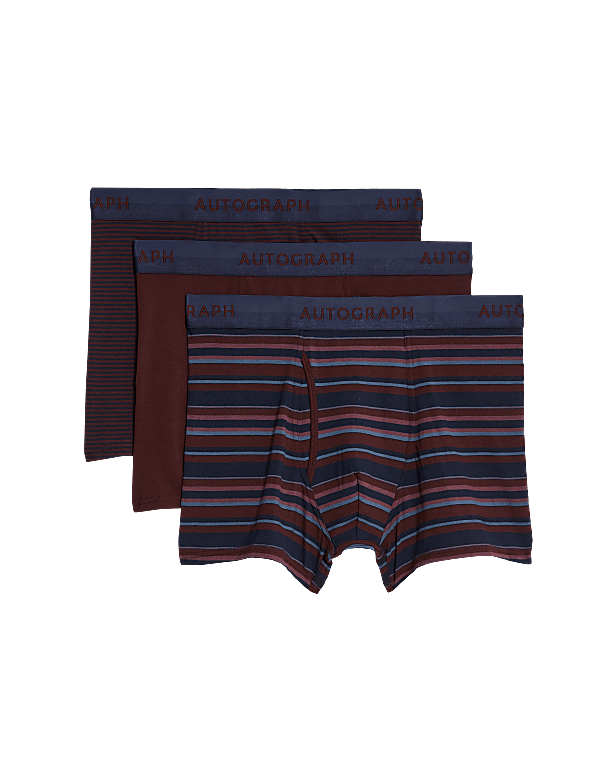 3pk Supima® Cotton Blend Striped Trunks