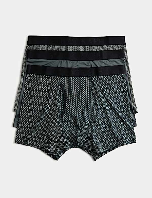 Lot de 3 boxers Microskin extensibles à motif géométrique - LU