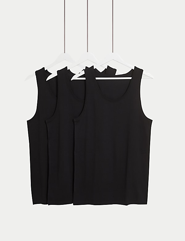 3pk Pure Cotton Sleeveless Vests - CY