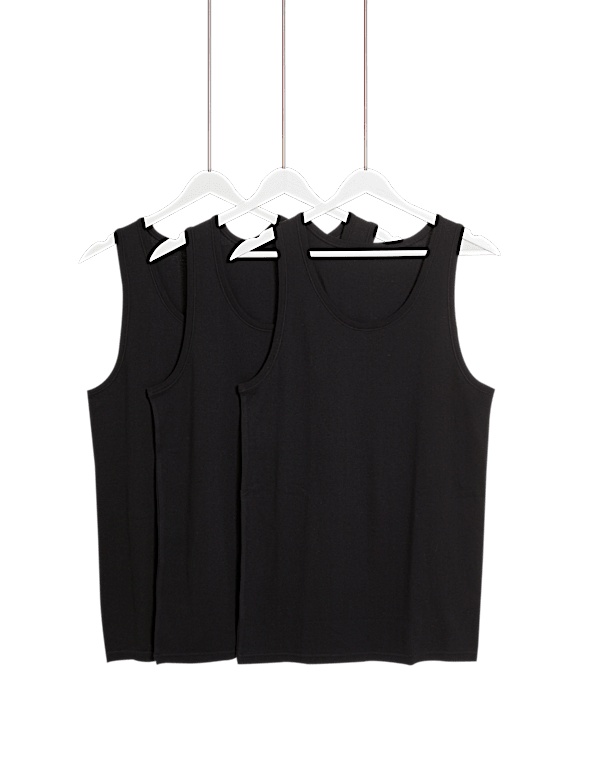 3pk Pure Cotton Sleeveless Vests