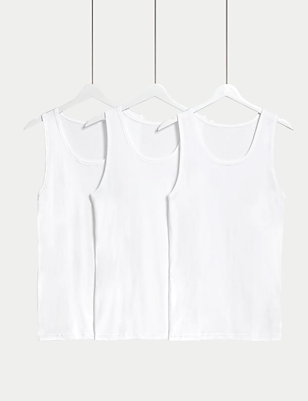 3pk Pure Cotton Sleeveless Vests - AU