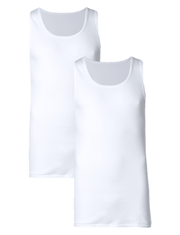 2 Pack Pure Cotton Sleeveless Vests