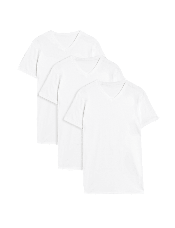 3pk Pure Cotton V-Neck T-Shirt Vests