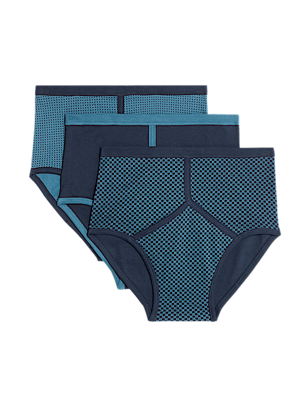 3pk Pure Cotton Assorted Pattern High Waist Briefs