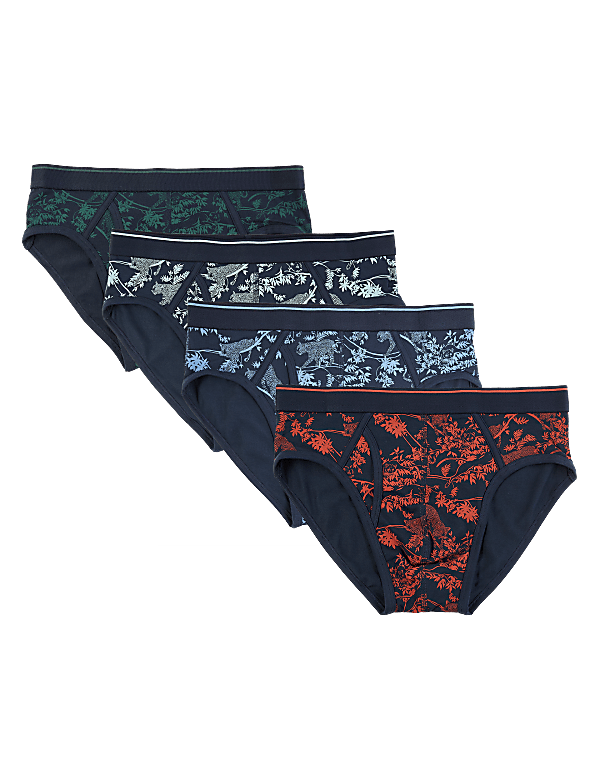 4 Pack Cotton Jungle Print Briefs