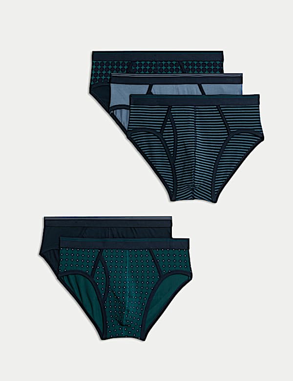 5pk Cotton Stretch Cool & Fresh™ Geometric Briefs - NL