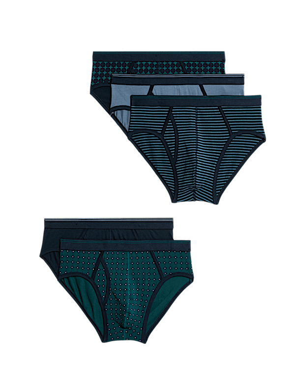 5 Pack Cotton Stretch Cool & Fresh&trade; Geometric Briefs