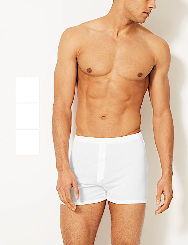 3 Pack Pure Cotton Trunks with StayNEW&trade;