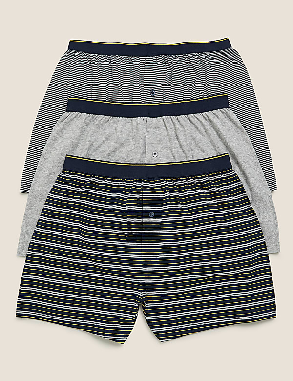 3pk Pure Cotton Striped Jersey Boxers