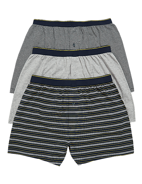 3pk Pure Cotton Striped Jersey Boxers