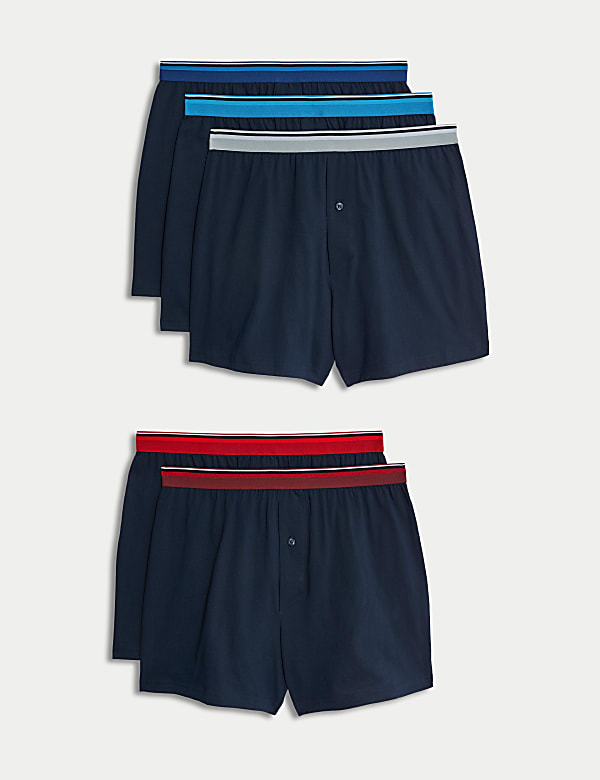 5pk Pure Cotton Cool Fresh Jersey Boxers MULTI Boxers M S JE