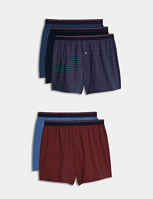 5pk Pure Cotton Assorted Jersey Boxers