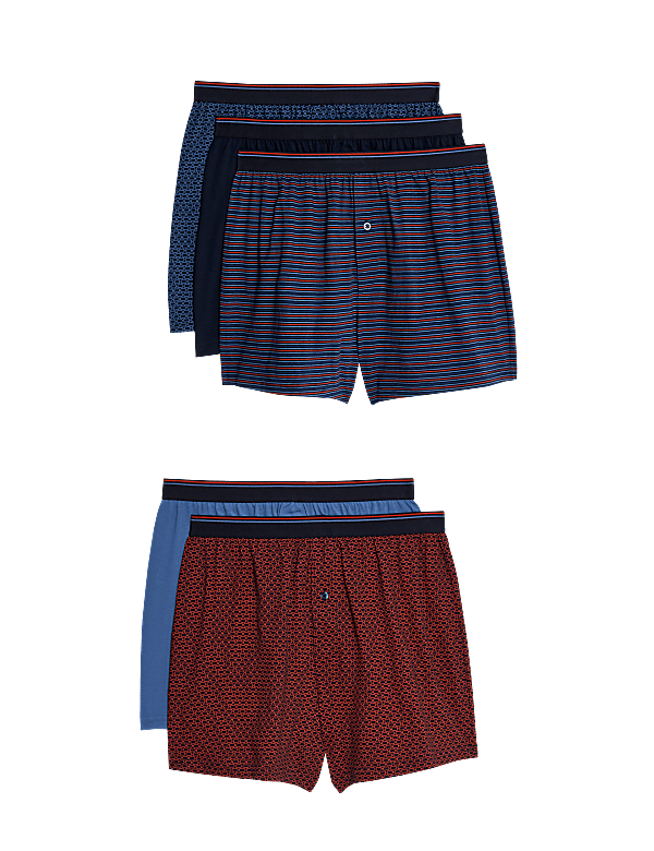 5pk Pure Cotton Assorted Jersey Boxers
