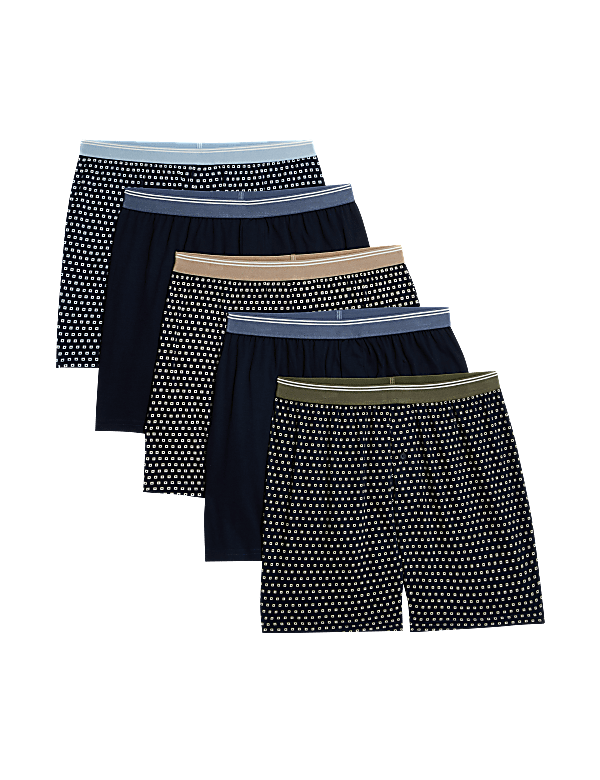 5pk Pure Cotton Cool & Fresh™ Assorted Pattern Jersey Boxers