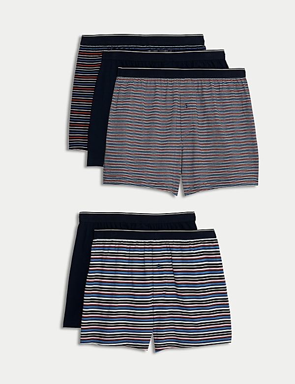 5pk Pure Cotton Cool & Fresh™ Striped Boxers - SE