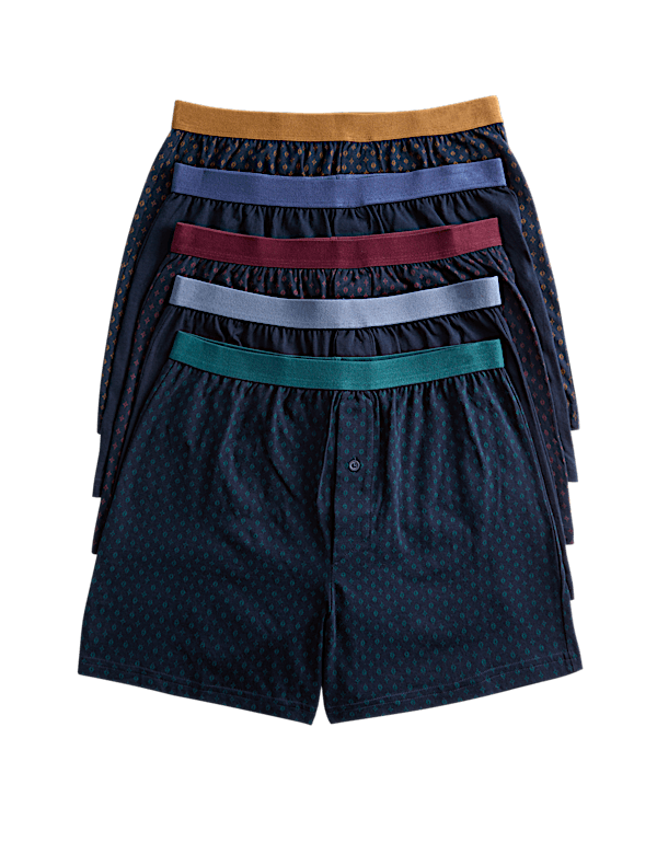 5pk Pure Cotton Cool & Fresh™ Geometric Jersey Boxers