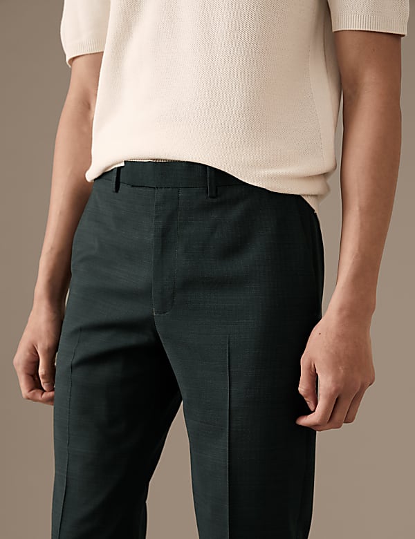Tailored Fit Pure Wool Textured Trousers