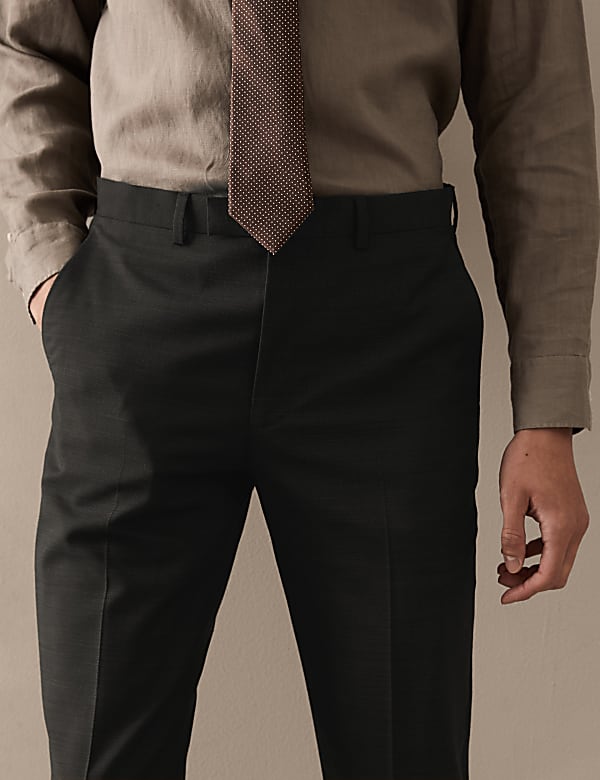 Tailored Fit Pure Wool Textured Trousers