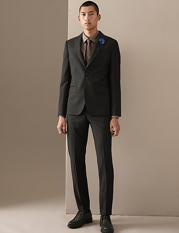 Tailored Fit Pure Wool Textured Trousers
