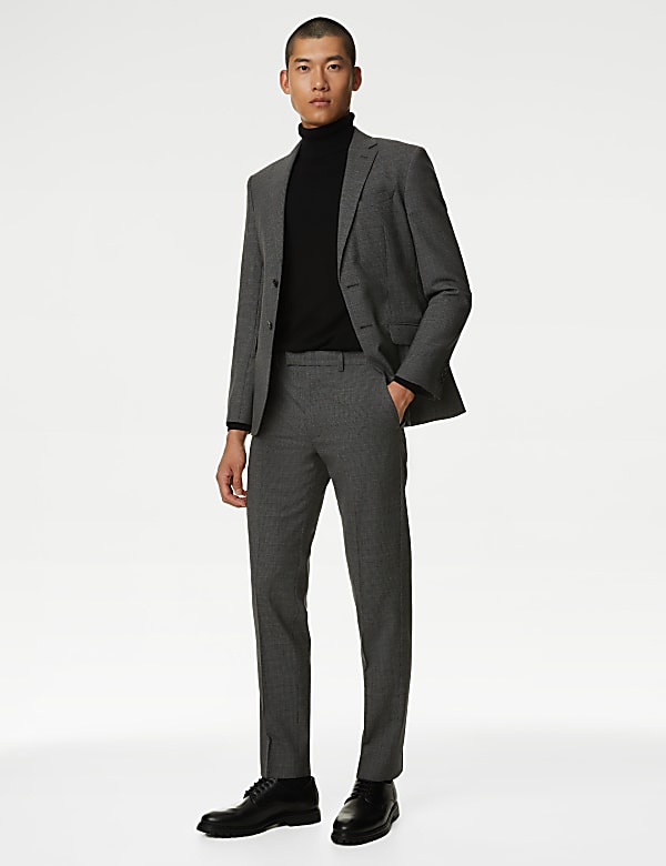 Tailored Fit Pure Wool Puppytooth Trousers - KG