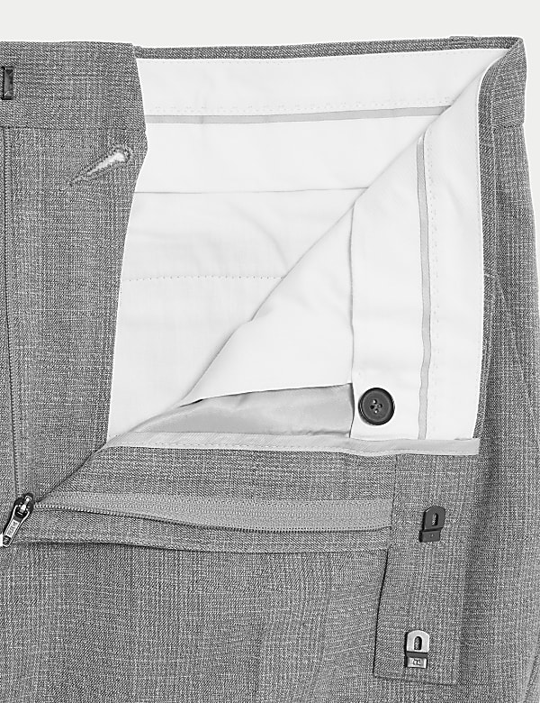 Tailored Fit Pure Wool Check Suit Trousers - JP