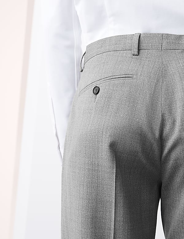 Tailored Fit Pure Wool Check Suit Trousers - JP