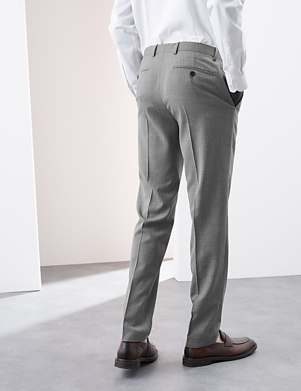 Tailored Fit Pure Wool Check Suit Trousers - JP