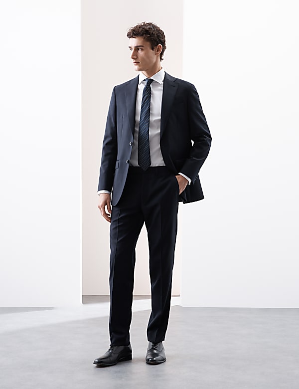 Tailored Fit Pure Wool Check Suit Trousers - KG