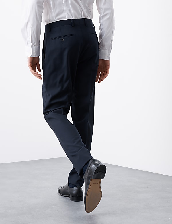 Tailored Fit Pure Wool Check Suit Trousers - DK