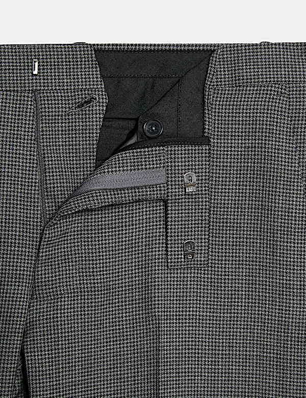 Pantalon coupe ajustée 100 % laine à motif pied-de-coq - LU