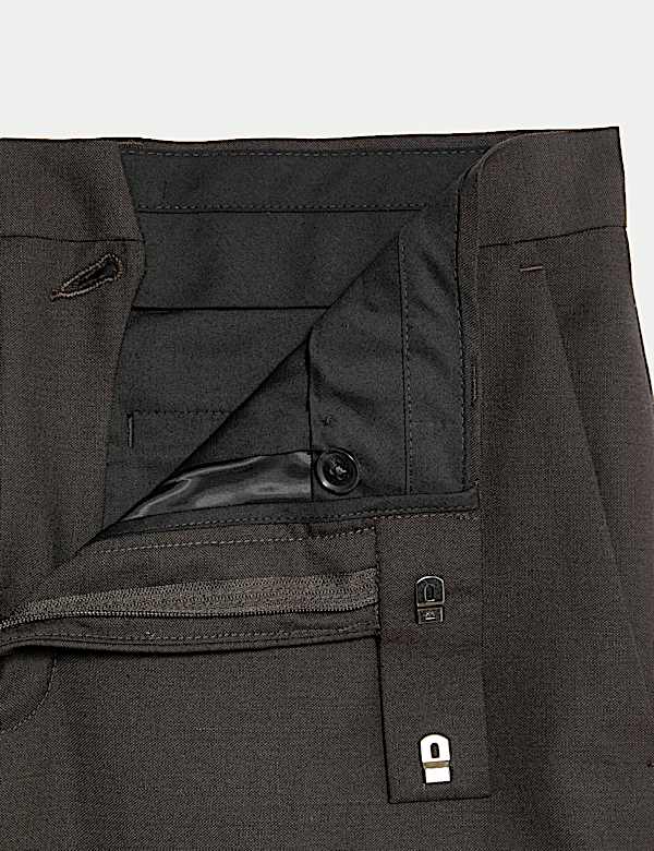 מכנסי חליפה מתערובת צמר בגזרה מחויטת - IL