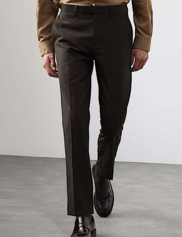 מכנסי חליפה מתערובת צמר בגזרה מחויטת - IL